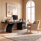 Sculptural Live Edge Solid Wood Desk With Two Drawers For Home Office