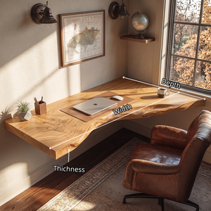 Floating Corner Live Edge Solid Wood Desk For Home Office