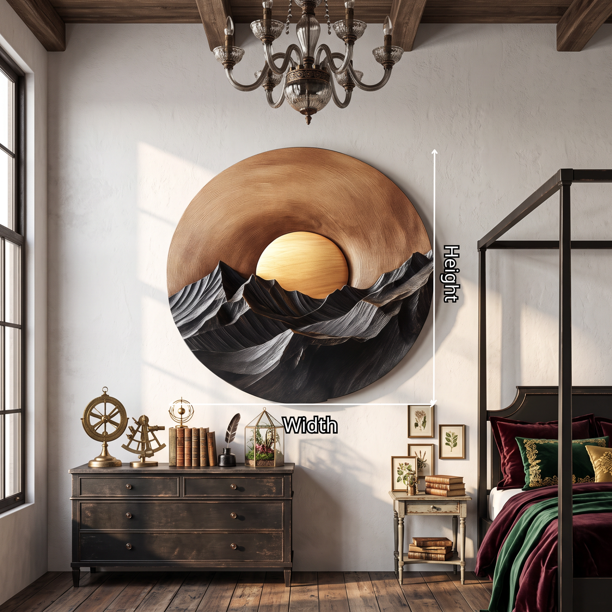 Sunset Mountain Wooden Wall Sculpture For Modern Nature Inspired Home Decor