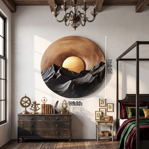 Sunset Mountain Wooden Wall Sculpture For Modern Nature Inspired Home Decor