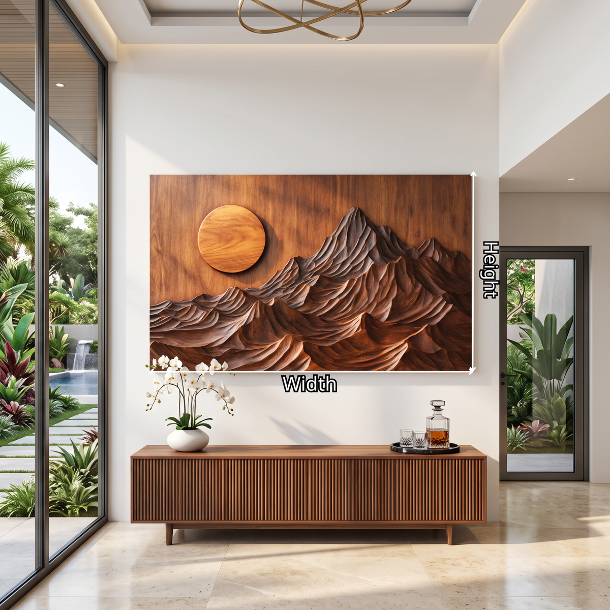 Wall Sculpture Mountain Sunrise with Layered Peaks and Flowing Ridges