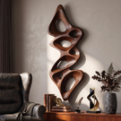 Wall Sculpture Vertical Flow with Organic Carved Openings