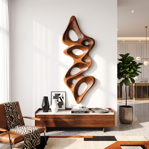 Wall Sculpture Vertical Flow with Organic Carved Openings