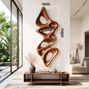 Wall Sculpture Vertical Flow with Organic Carved Openings