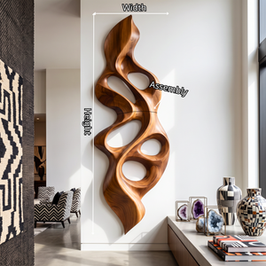 Wall Sculpture Vertical Flame with Organic Carved Openings