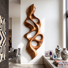 Wall Sculpture Vertical Flame with Organic Carved Openings