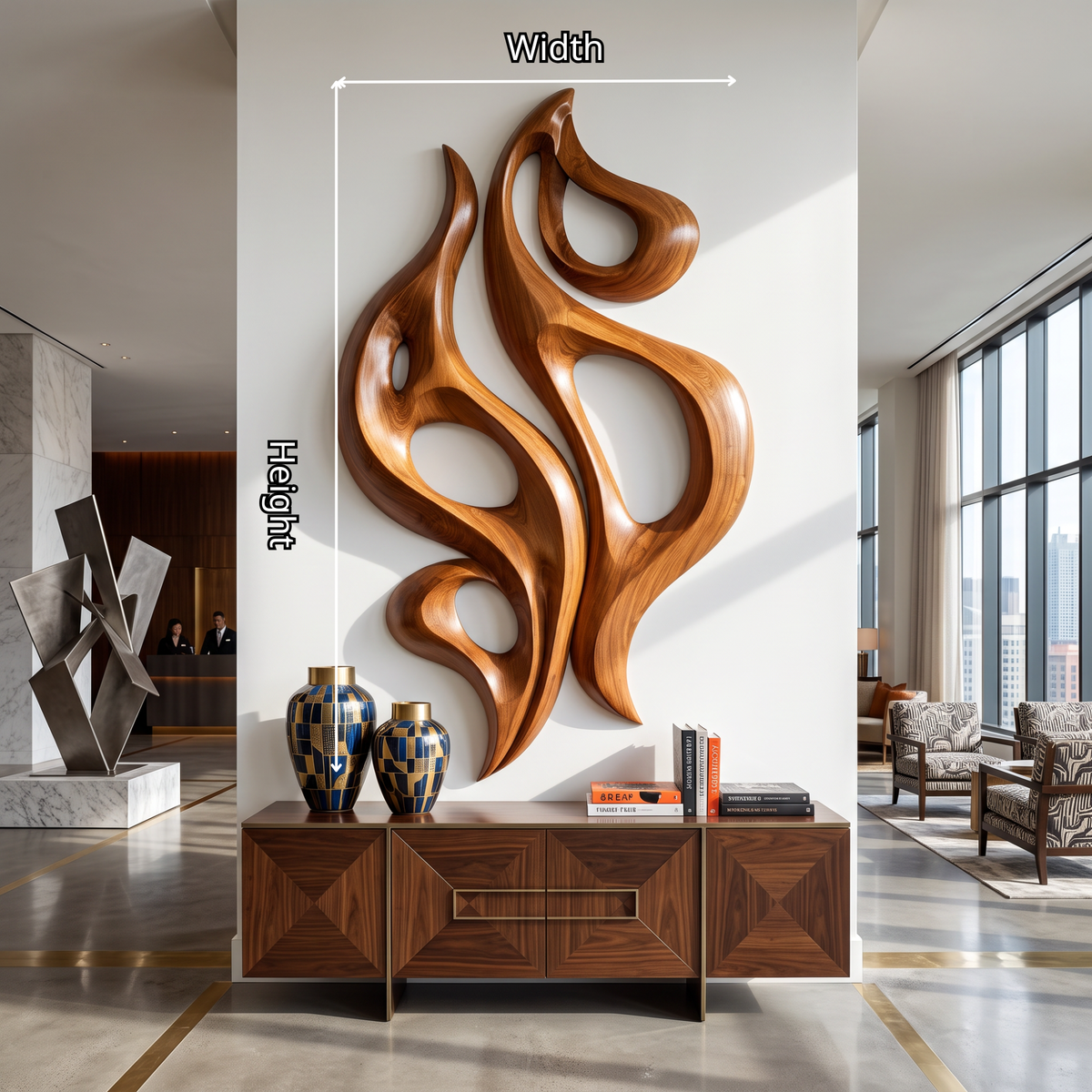 Wall Sculpture Dancing Flame with Sculptural Open Forms