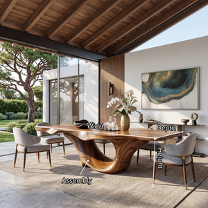 Dining Table with Sculpted Canyon Base and Organic Solid Wood Top