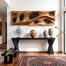 Solid Wood Openwork Wave Panel Wall Sculpture for Modern Interiors