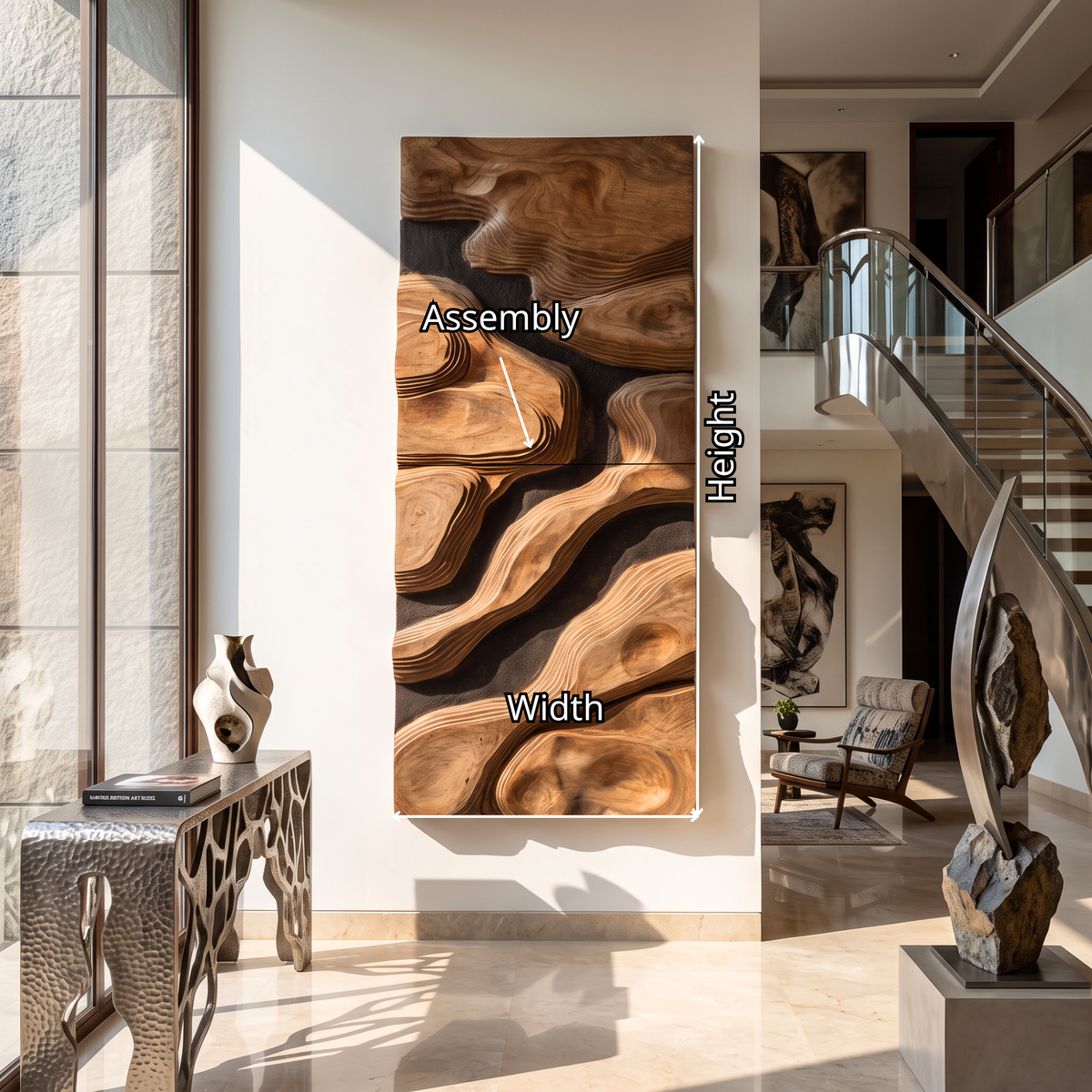 Layered Wood Wall Art with Organic Topographic Forms and Natural Grain Texture