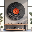 Round Solid Wood Wall Art with Solar Vortex and Textured Relief