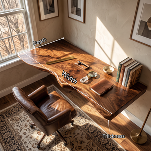 Floating Desk with Sculpted Live Edge and Wall Mounted Design