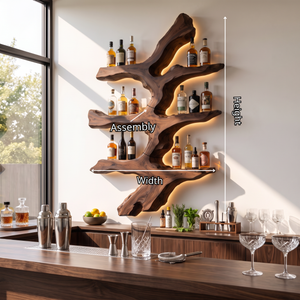 Wall Mounted Wine Rack Solid Wood Tree Branch Shelves