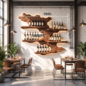 Wall Mounted Wine Rack Solid Wood Layered Branch Shelves