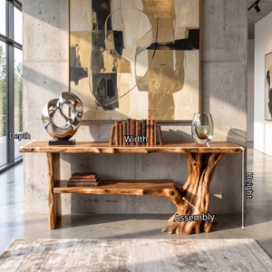 Solid Wood Console Table with Tree Form Shelf for Entryway Decor