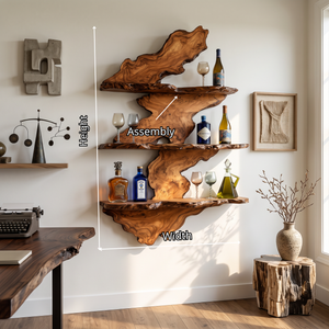 Wall Mounted Wine Rack Solid Wood with Organic Live Edge