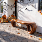 Bench Solid Wood with Sculptural Waterfall Base and Flowing Organic Seat