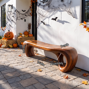 Bench Solid Wood with Sculptural Waterfall Base and Flowing Organic Seat