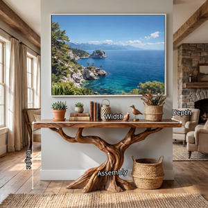 Solid Wood Console Table with Rising Branch Base for Entryway Decor