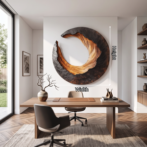 Large Solid Wood Crescent Circle Wall Sculpture for Modern Living Rooms