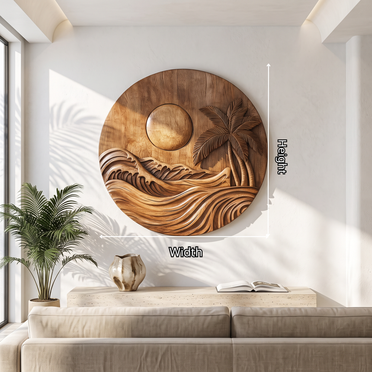 Tropical Waves Wooden Wall Sculpture For Coastal Nature Inspired Home Decor