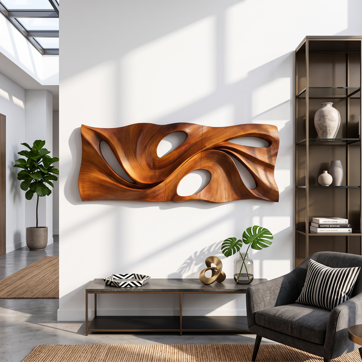 Wall Sculpture Abstract Flow with Organic Curves and Open Forms