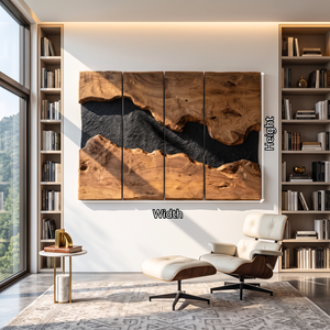 Large Solid Wood River Panel Wall Sculpture for Modern Living Rooms