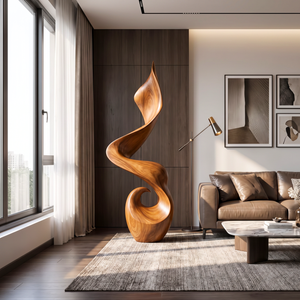 Modern Organic Solid Wood Floor Sculpture for Contemporary Interiors