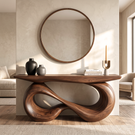Console Table Solid Wood with Double Infinity Loop Base for Entryway Decor