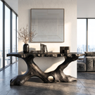 Console Table Solid Wood with Organic Tree Root Base for Entryway Decor
