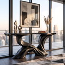 Console Table Solid Wood with Flowing Branch Sculptural Base