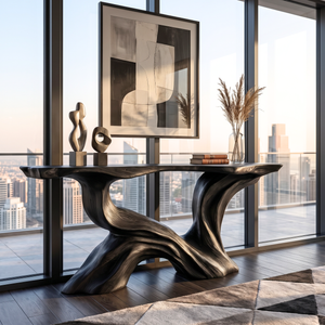 Console Table Solid Wood with Flowing Branch Sculptural Base