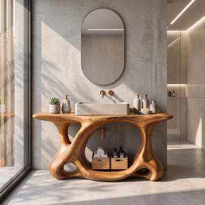Bathroom Vanity Solid Wood with Sculptural Multi Arch Base
