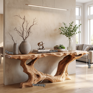 Console Table Solid Wood with Organic Root Base