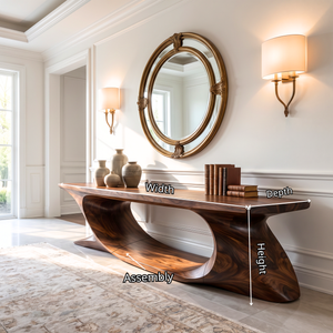 Bench Solid Wood with Sculptural Sweeping Arch Base for Entryway Seating