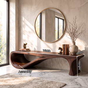 Bench Solid Wood with Sculptural Infinity Loop Base