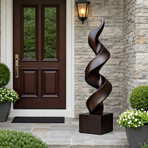 Contemporary Solid Wood Spiral Garden Sculpture for Landscape Design