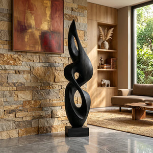 Contemporary Solid Wood Sculpture for Living Room or Entryway