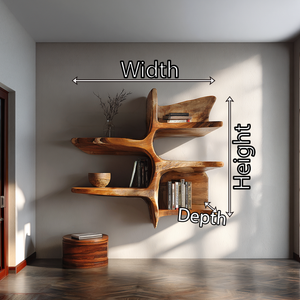 Sculptural Solid Wood Wall Bookshelf with Organic Branch Design