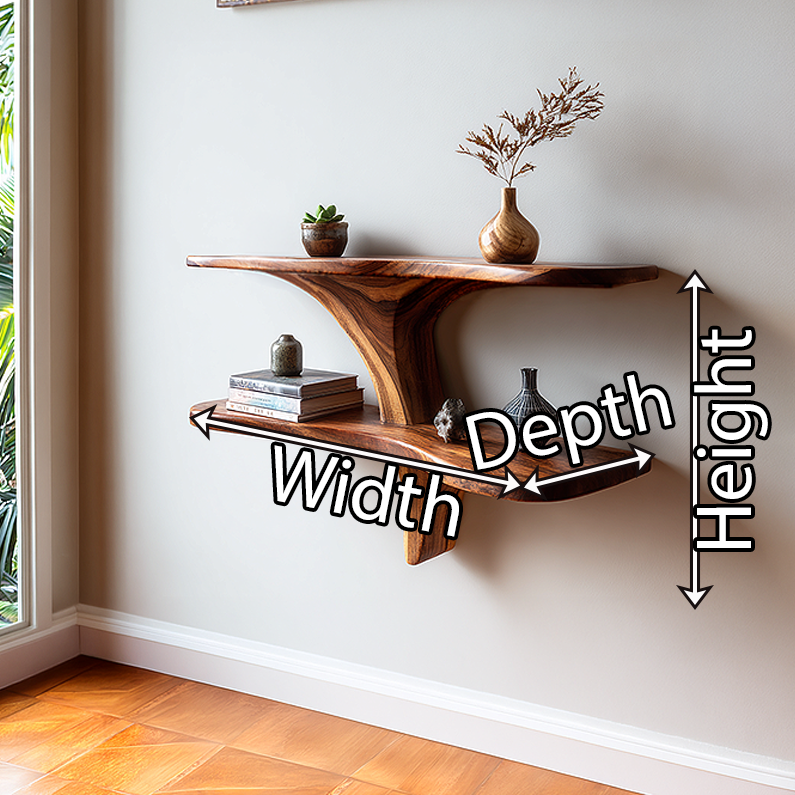 Handcrafted Solid Wood T-Shape Floating Wall Shelf
