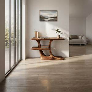 Sculptural Solid Wood Console Table for Modern Entryway