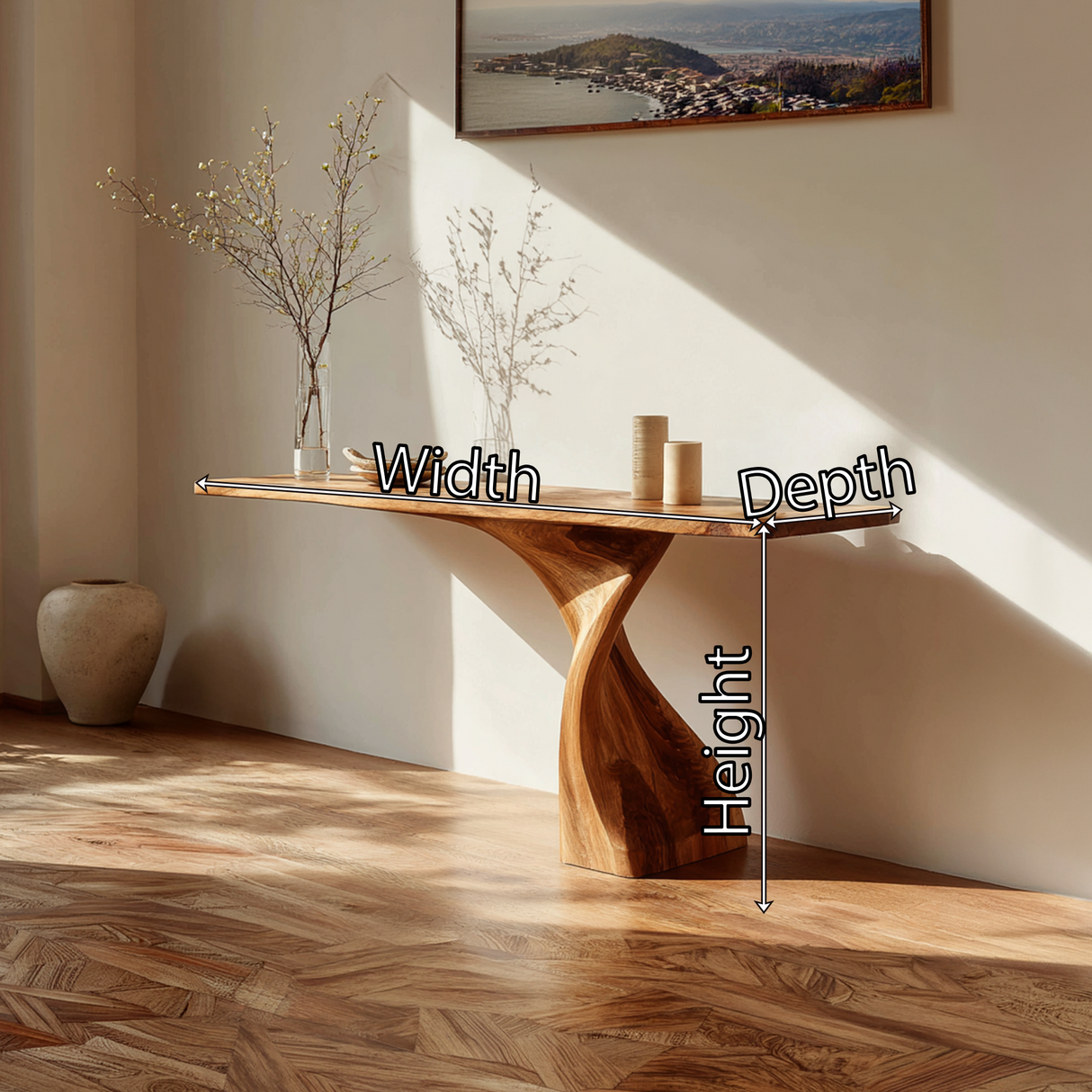 Twisted Solid Wood Console Table for Modern Entryway Decor
