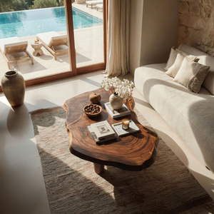 Organic Live Edge Wood Coffee Table Sculptural Design
