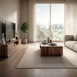 Modern Solid Wood Coffee Table with Storage Drawer