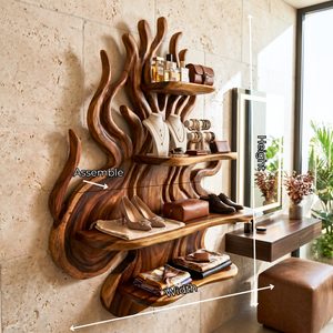 Organic Branch Wood Wall Shelf for Kitchen Storage
