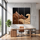 Mountain Wave Triptych Wood Wall Sculpture