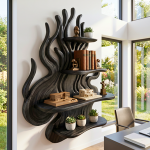Organic Branch Wood Wall Shelf for Kitchen Storage