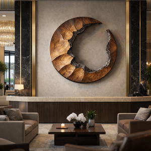 Crescent Moon Solid Wood Wall Sculpture Modern Organic Wall Art for Living Room