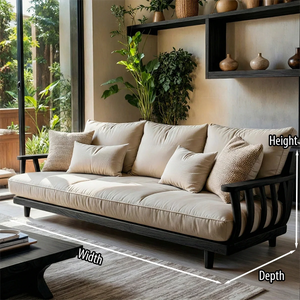 Solid Wood Frame Sofa with Linen Cushions for Organic Modern Living