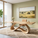 Organic Solid Wood Desk with Infinity Loop Sculptural Base